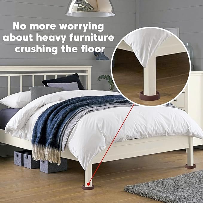Rubber Non-Slip Furniture Pads-8 PCS 2 inch Furniture Casters Cup Table Leg Floor Protector for Bed Sofa Table and Chair Stopper (Round, Brown)