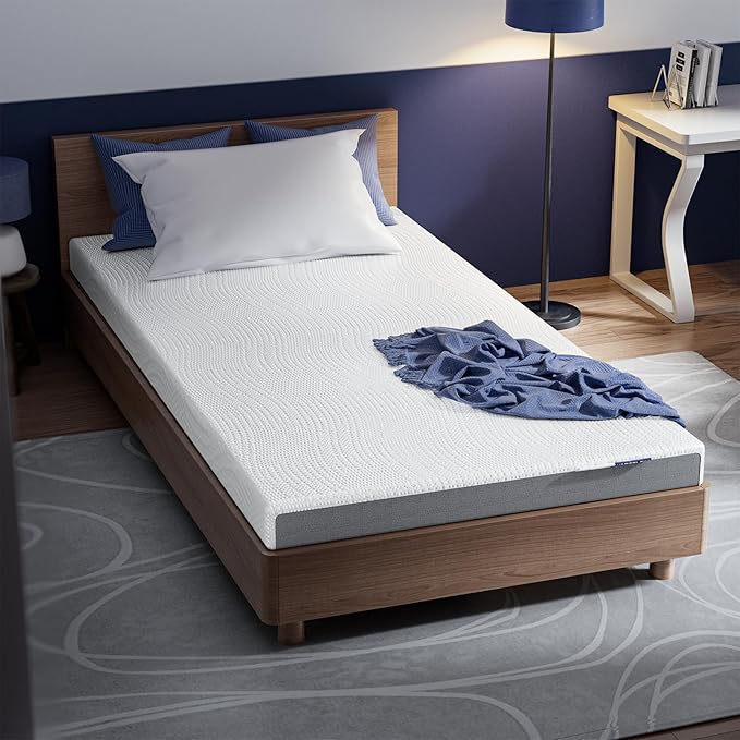 Cooling Mattress Topper Twin Size 2 Inch, Cooling Gel & Bamboo Charcoal Memory Foam Mattress Topper for Back Pain Relief, Firm Dual-Layer Foam Bed Pad with Removable Cover College Dorm