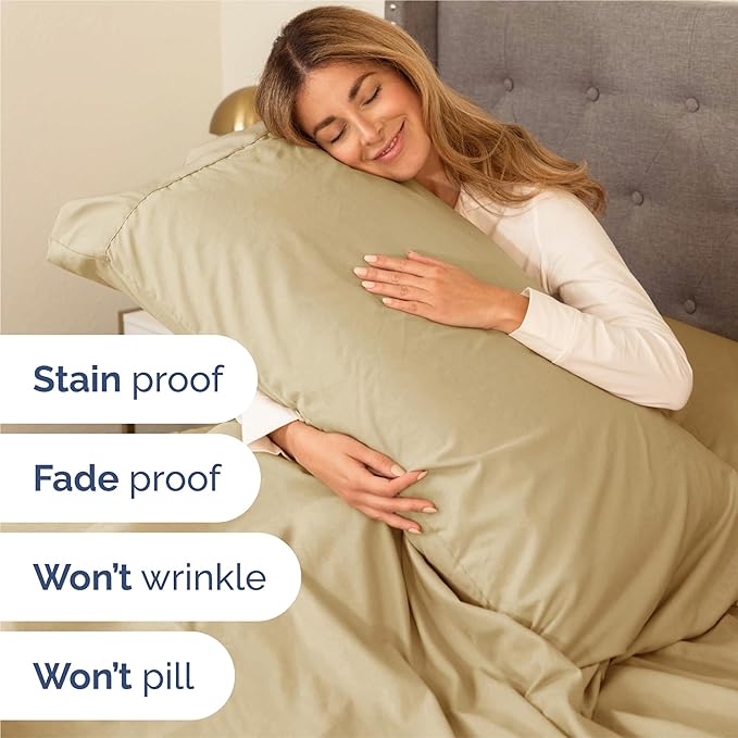 Twin XL 4 Piece Sheet Set - Cooling & Breathable Bed Sheets - Hotel Luxury Bed Sheets for Women, Men, Kids & Teens - Bedding with Deep Pockets & Easy Fit - Soft and Wrinkle Free - Twin XL Beige Sheets