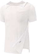 Poriff Men's Post Shoulder Surgery Recovery Shirts Full Tear Away Short Sleeve Snap Chemo Port Access Shirt