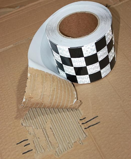Black White Reflective Tape 4 inch X 166 feet, Outdoor Waterproof Hazard Conspicuity Safety Industrial Marking Tape