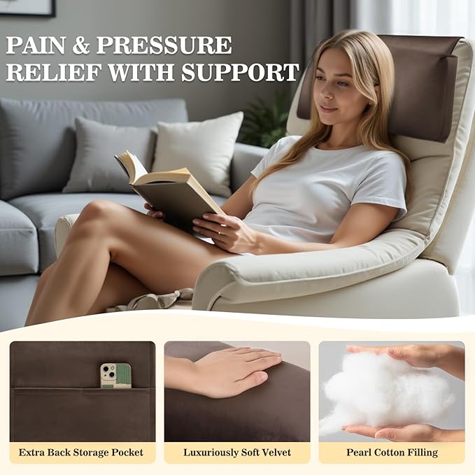 Recliner Headrest Pillow, Adjustable Comfort Neck & Head Support Pillow, Soft Velvet Non-Slip Headrest for Pain Relief & Relaxation, Ideal for Recliner, Couch, Chair, Sofa