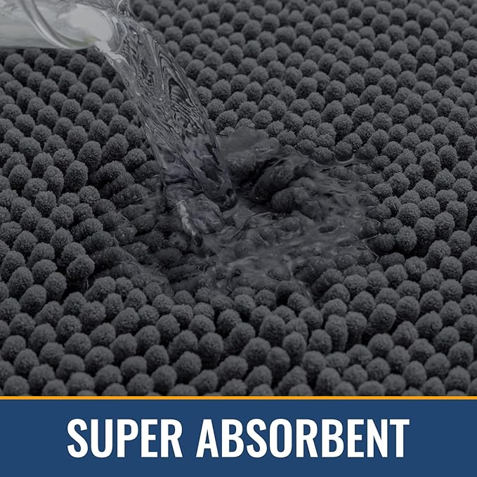 Arotive Bathroom Rugs 70x24, Extra Soft Absorbent Shaggy Chenille Bath Rugs, Machine Washable Rubber Backing Non-Slip Bath Mats for Bathroom Floor Tub and Shower, Home Decor Accessories, Dark Grey