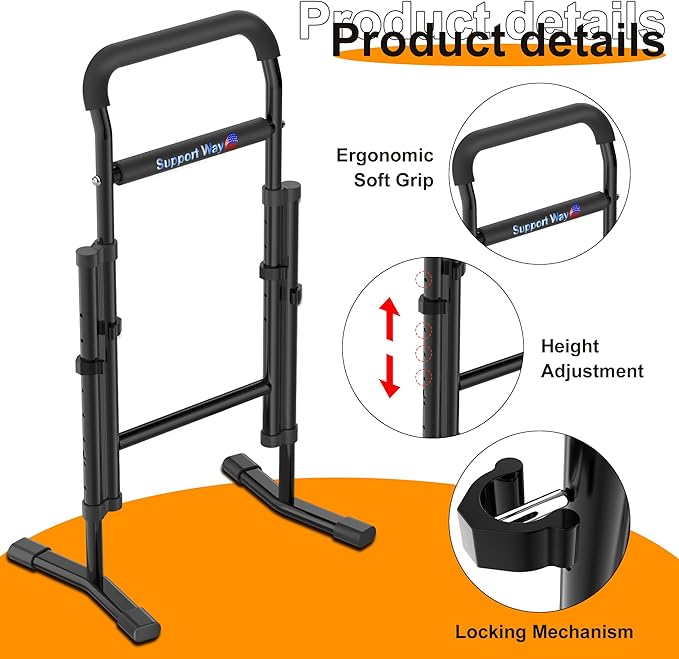 Stand and Sit Assist Device for Elderly, 2-in-1 Mobility Aid for Couch & Stairs, Adjustable Standing Cane with Wide Base, Lift Assist for Chair, Bed, Toilet- 450 Capacity