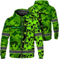 Maddly Hi Vis Reflective Zip Up Hoodie, High Visibility Safety Jacket with Skull Design for runner, worker, trucker, cyclist