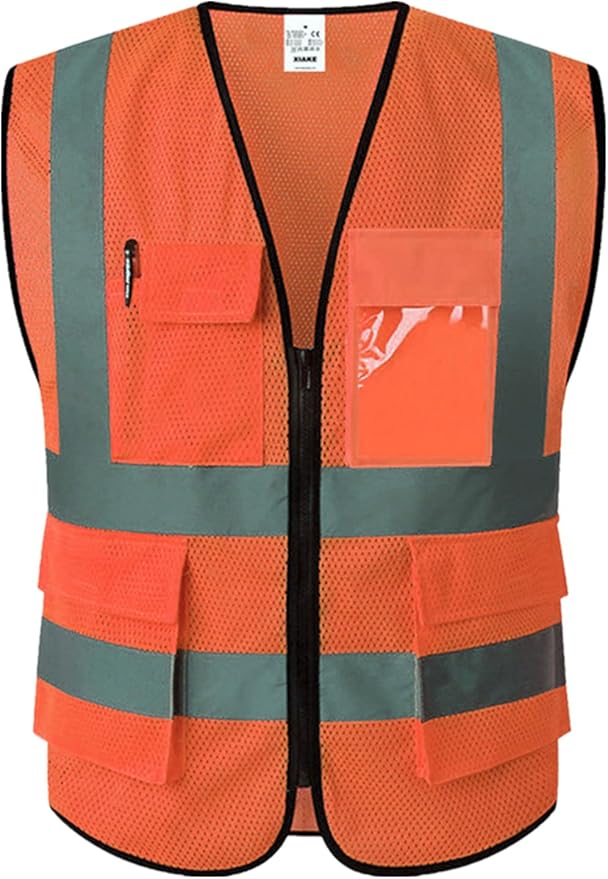 XIAKE Reflective Safety Vest for Men & Women High Visibility Class 2 Vest with Pockets Meets ANSI Standards
