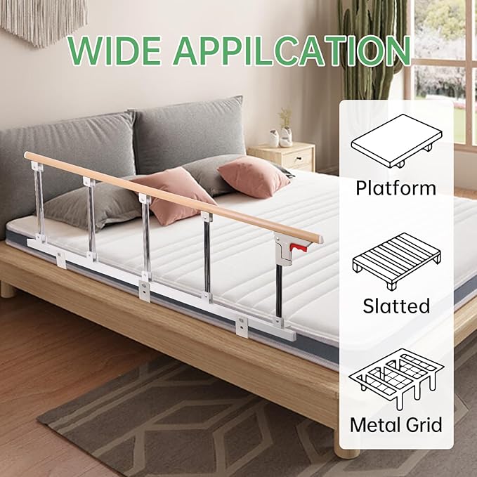 Bed Rails for Elderly Adults Safety, Folding Medical Bed Safety Assist Rail Handle, Collapsible Bed Side Grab Rail, for Preventing Falling Out of Bed, for Geriatric Handicap