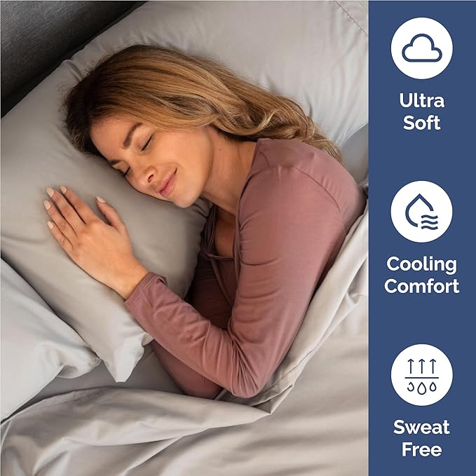 Twin XL 4 Piece Sheet Set - Cooling & Breathable Bed Sheets - Hotel Luxury Bed Sheets for Women, Men, Kids & Teens - Deep Pocket Bedding w/Easy Fit - Soft & Wrinkle Free - Twin XL Light Grey Sheets