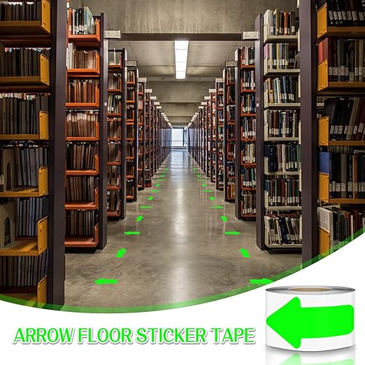 Arrow Floor Sticker Tape 3"×6" Arrow Floor Marking Sticker Sign 200 PCS Arrow Decal Tape Fluorescent Green
