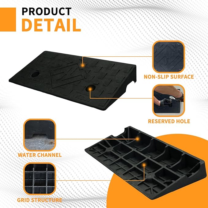 Curb Ramps for Driveway Curb Ramp 2.8 Inch Rise 2 Pack Threshold Ramp for Low Cars Ramps for Lawn Mower to Shed 7000lbs Load Capacity