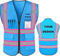 YOWESHOP High Reflective Visibility Safety Vest Custom Your Logo Safety Workwear with Reflective Strips and Pockets
