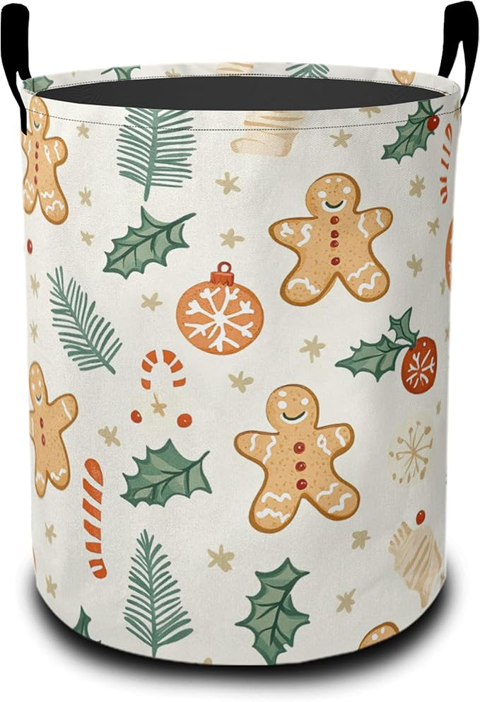Laundry Basket-Cute Gingerbread Man Foldable Waterproof Oxford Cloth Funny Tote Bag Laundry Hamper Clothes Storage Bucket Organizer For Bathroom/Laundry Storage/Bedroom Storage Basket
