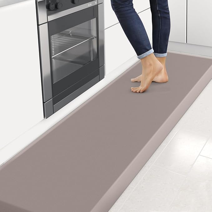 4/5 Inch Thick Kitchen Mats for Floor, StepRite Kitchen Rug for Standing Desk, Non-Slip, Thicker, Stain & Water Resistant, Comfort Anti Fatigue Floor Mat for Home, Kitchen, Office - Khaki,108 * 30''