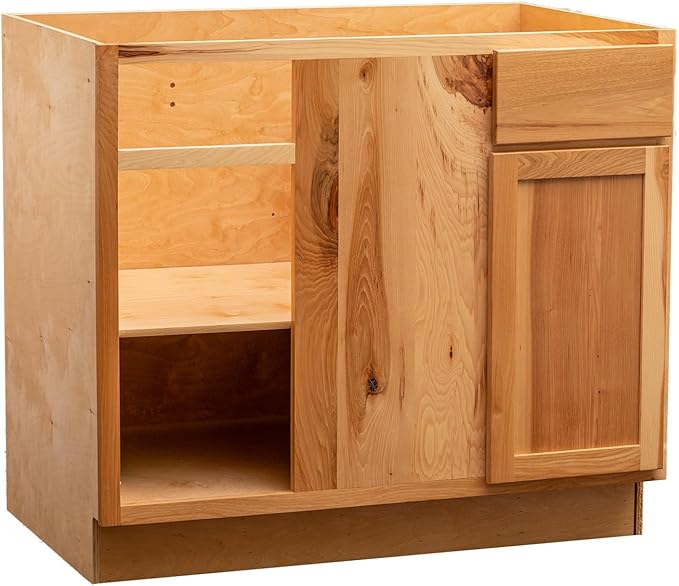 Quicklock RTA (Ready-to-Assemble) | Base Kitchen Cabinets - Shaker Style | Made in America (Rustic Hickory, 42" Wx34.5 Hx24 D Blind Corner)