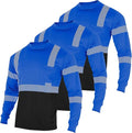 VENDACE 3pcs Safety T Shirts Reflective High Visibility Hi Vis Long Sleeve Construction Work Shirts for Men Class 3