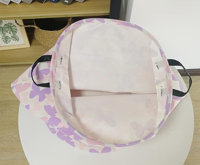19.7 Inch Round Butterfly Pattern Laundry Clothes Hamper Laundry Basket with Handles,Storage Organizer Bins Laundry Gift Basket for Room, Bedroom Decor
