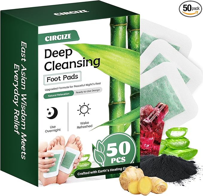 2 in 1 Upgraded 50-Count Deep Cleansing Foot Pads, Bamboo Vinegar & Ginger Patch for Sleep, Stress & Fatigue Relief | Natural Daily Detox Foot Spa, Self-Care Gift for Family & Loved Ones