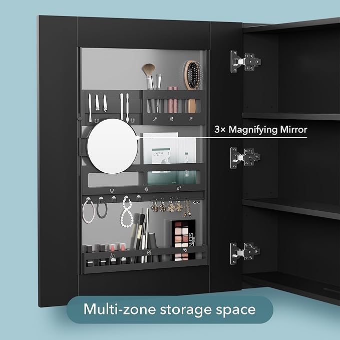Bathroom Mirror Cabinet - Large Single Door 24x30 inchs Wall Cabinet Bathroom Vanity Mirror Cabinet with Facial Tissues Slot and Multifunctional Storage Area