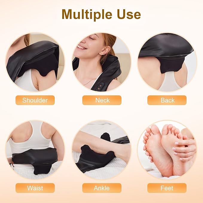 Neck and Shoulder Massager for Pain Relief Deep Tissue Lower Back Massage, Neck and Back Massager with Heat Electric for Pain Relief Shiatsu Chair Office Home Car Gift