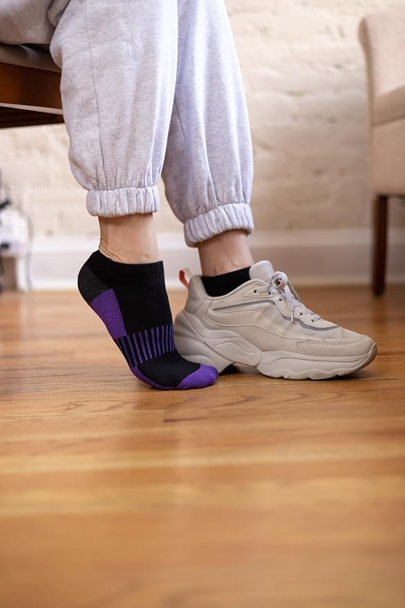 Tipi Toe Women’s 6-Pack Athletic Cushioned Running Ankle Socks – Soft, Breathable Fabric with Arch Support for Comfort