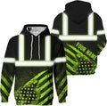 US Flag High Visibility Hoodie for Men Reflective Hoodie Safety Workwear for Worker Runner Patriotic ACC02
