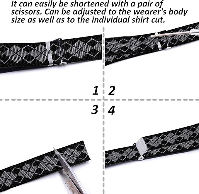 STAY GENT Y-Style Shirt Stays For Men with Non-Slip Locking Clamps and Adjustable Elastic Straps