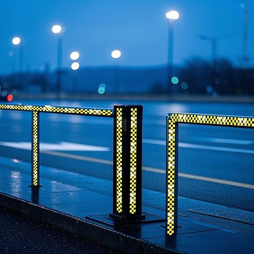 Yellow and Black Reflective Tape 3 inch X 66 feet, Outdoor Waterproof Hazard Conspicuity Warning Industrial Marking Tape