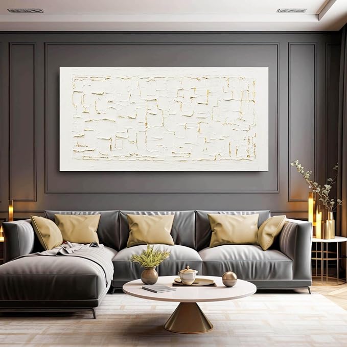 SOUGUAN Neutral Wall Art Modern Wall Decorations Minimalist Canvas Paintings 29"x58" Hand Painted Artwork for Bedroom Kitchen Pictures