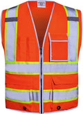 SKSAFETY 10 Pockets Safety Vest, Class 2 High Visibility Security with Zipper, Hi Vis Vest with Reflective Strips, ANSI/ISEA Standard, Construction Work Vest for Men ＆ Women （Orange, 3XL）