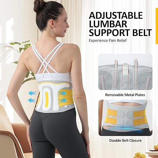Back Brace for Men Lower Back Pain Relief, Breathable Back Support Brace for Women, Adjustable Lumbar Support Belt for Herniated Disc, Sciatica, Scoliosis Pain Relief (M:28.5"-37.4")