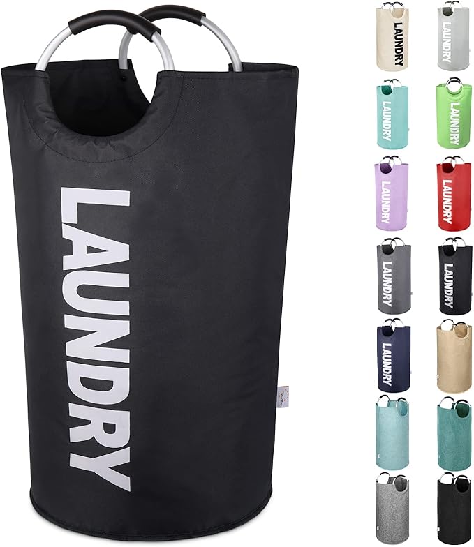 Laundry Basket Extra Large Collapsible Clothes Hamper Bag with Handles – Foldable Freestanding Laundry Sorter for Dirty Clothes in College Dorm, Apartment, or Laundry Room – 131L (Black)