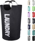 Laundry Basket Extra Large Collapsible Clothes Hamper Bag with Handles – Foldable Freestanding Laundry Sorter for Dirty Clothes in College Dorm, Apartment, or Laundry Room – 131L (Black)