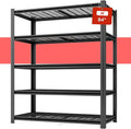 55.12" W Father&I 5-Shelf- Storage Rack Industrial Metal Adjustable Garage/Kitchen Shelves Heavy-Dudy Shelving Units Steel Organizer System for Basement/Shed, 84" H*55.12" W*24" D*, Black