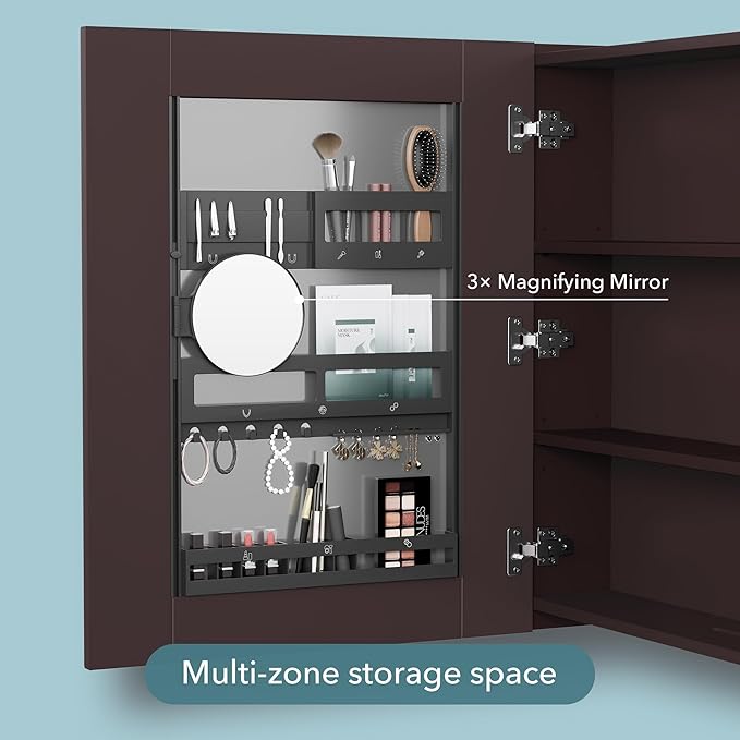 Bathroom Mirror Cabinet - Large Single Door 24x30 inchs Wall Cabinet Bathroom Vanity Mirror Cabinet with Facial Tissues Slot and Multifunctional Storage Area