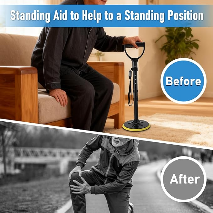 Mobility Aid Tool, 5 Height Adjustable Standing Assist Devices, Stand Assist Aid for Elderly, Elderly Lift Assist Supports Equipment for Gardening Weeding Floor Maintenance