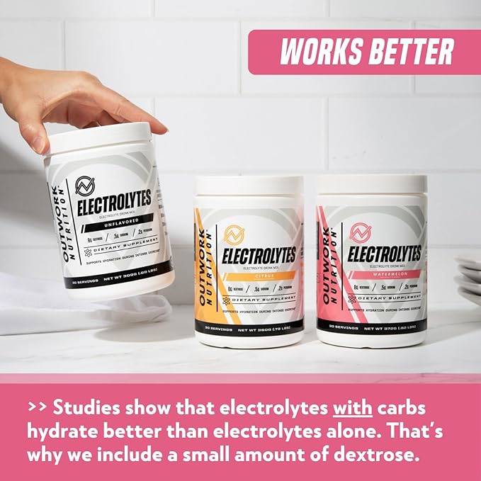 Outwork Nutrition Electrolytes Powder - Hydration Powder for Exercise Endurance & Muscle Cramp Relief - Instant Hydration, Electrolyte Drink Mix - Watermelon Flavor, 30 Serv