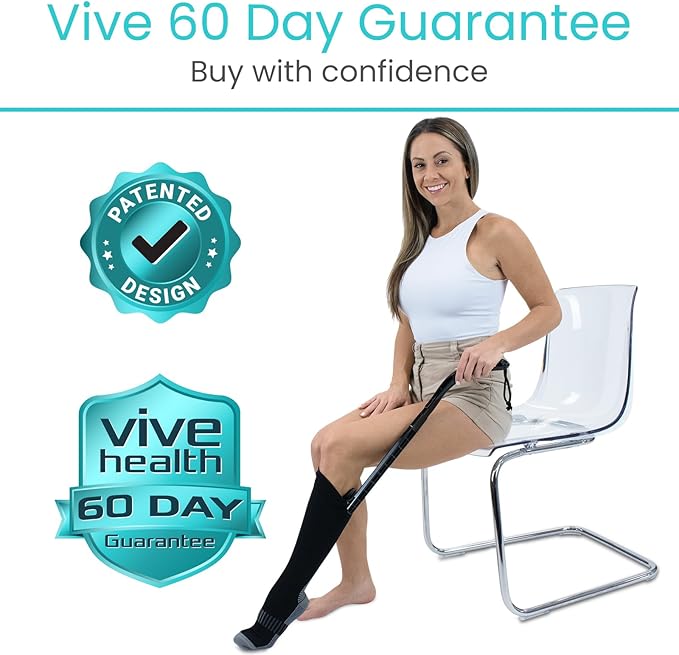 Vive Sock Remover Device for Seniors - Sock Aid and Shoe Horn for Compression Socks, Hosiery and Stockings - Sock Assist for Elderly, Men, Women - No Bending Daily Assistance Device