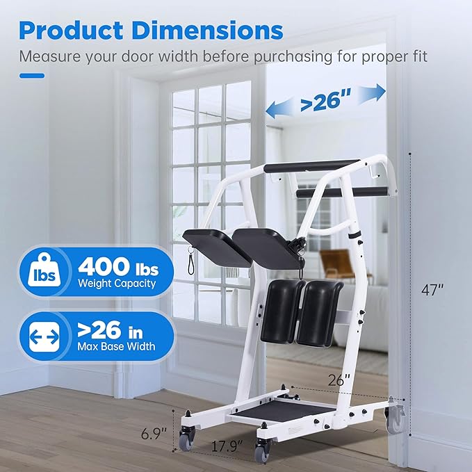 Sit to Stand Lift, Stand Assist Lift for Elderly, Patient Transfer Assist Devices with Belt for Home Care Use, 400 lbs Capacity