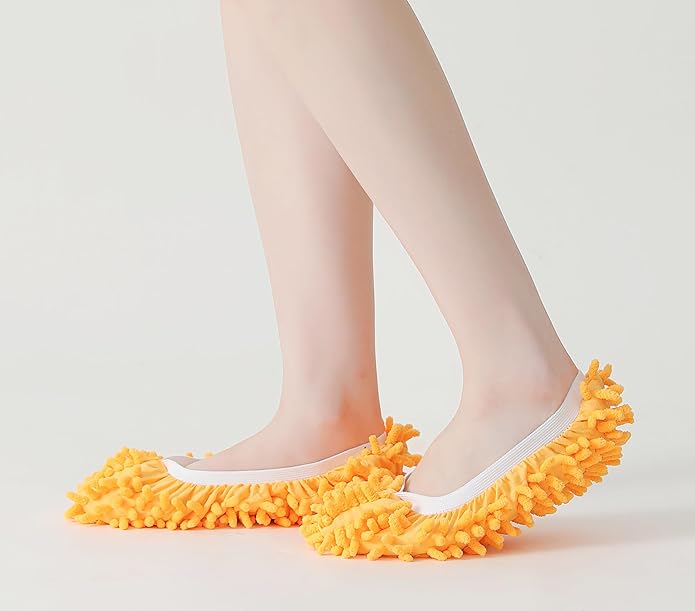 Winterlace Mop Slippers 20 Pcs (10 Pairs) Microfiber Chenille House Floor Dusting Cleaning Socks Shoe Cover Bulk Pack