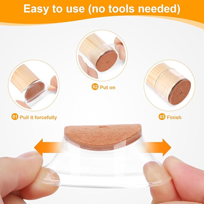 CHUNZEXI 16 Pack Extra Small Chair Leg Floor Protectors for Hardwood Floors, Silicone Felt Covers Pads Caps, Protect Wood Furniture Feet Floors Noise Reduce and Scratch (Universal X-Small & Clear)