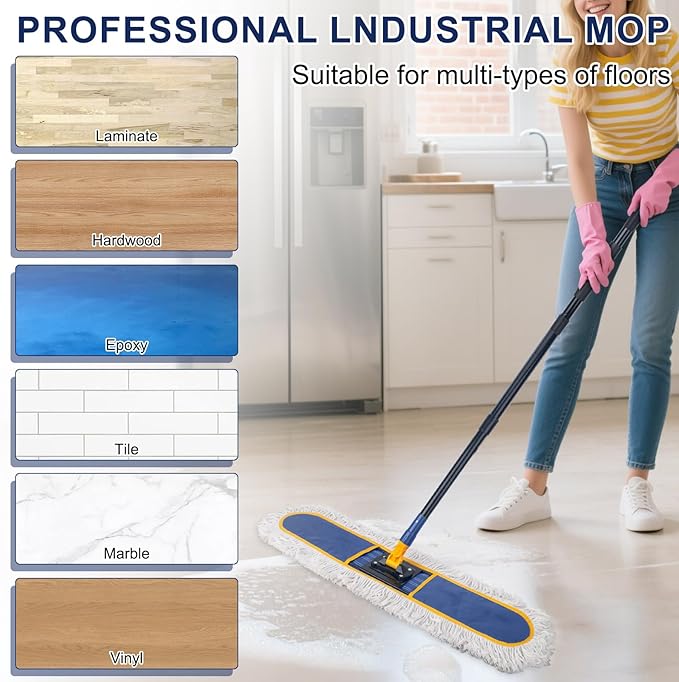 36" Commercial Dust Mop Replacement Heads,2 Pack Reusable Industrial Dust Mop Pads, Washable Cotton Dust Mop Refill for Floor Cleaning & Janitorial Supplies,Only Fits:B0D7MLVMZT,B0DZ2HZD35,B0FHHLCXZ9