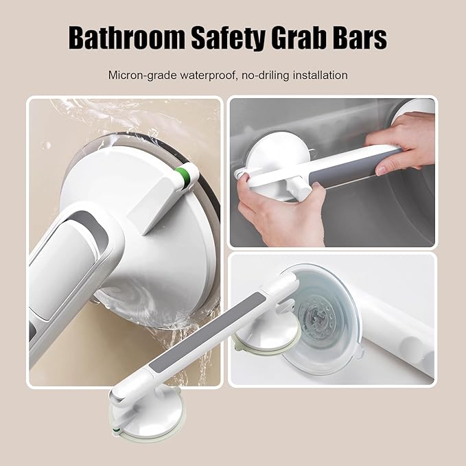 Grab Bar for Elderly for Wall,Grab Bar for Bathtubs and Showers,Shower Handle,Non-Slip Handrail Safety Grip for Seniors No Drilling,Shower Handles for Elderly Suction,Bathroom Accessories
