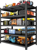 72" H x 48" W Metal Shelving Unit with 2 Fences, 5-Tier72 H x 48" W x24 D Heavy Duty Garage Storage Rack, Adjustable Industrial Shelves for Warehouse, Basement, Easy Assembly