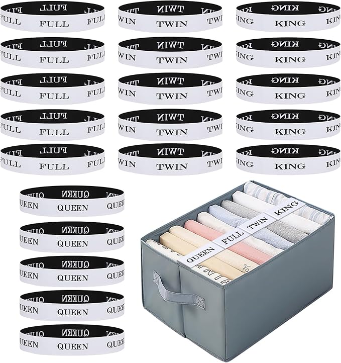 20 Pcs Bed Sheet Organizer and Storage Label Bands for Linen Closet-Elastic Bedding Sheet Keeper Straps for Bedsheet Sets (Mix 20PCs)