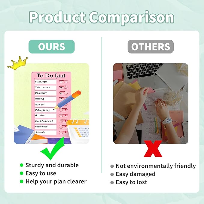 2 Pieces Chores Chart for Kids-Visual Schedule, Plastic Checklist Board, Detachable to Do List Whiteboard, Portable Routine Chart (pinkgreen)