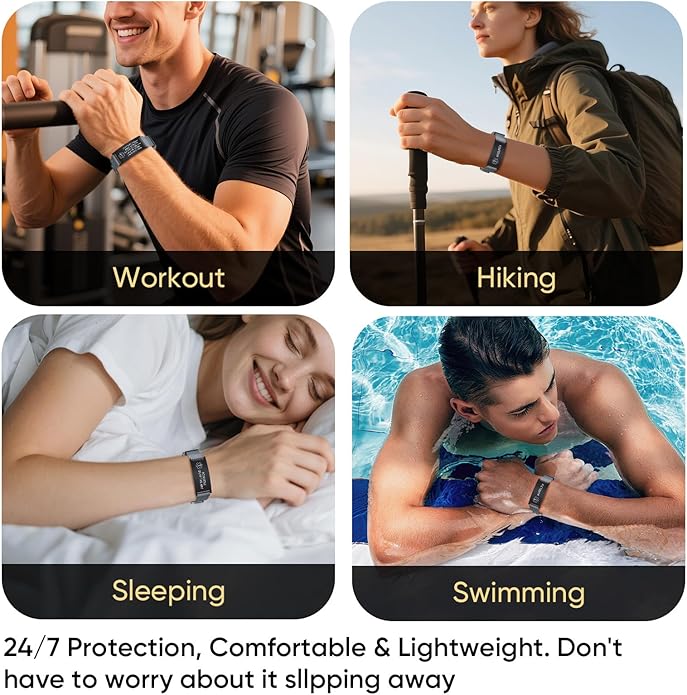 VNOX Medical Alert Id Bracelet for Men Women, Custom Engraving Adjustable Stainless Steel Customizable Mesh Emergency Survival Medic Bracelets Wristband Loop Band with Replacement Tag