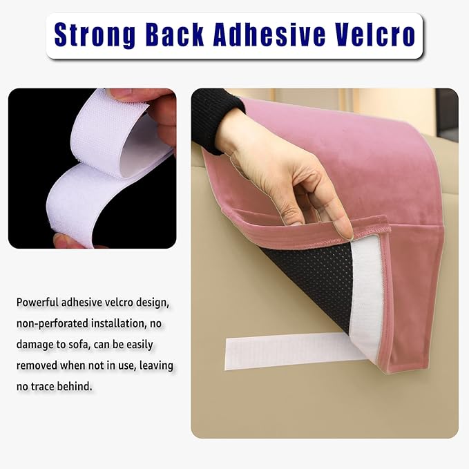 Velvet Recliner Head Pillow with Non-Slip Base - Adjustable Neck Support for Pain Relief in Home, Office and Travel (Pink)