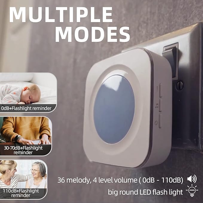 Wireless Doorbell Waterproof 1200 feet Door Bell with 2 Buttons with Different Tones Operating at 36 Melodies 4 Volume levels Flash Light 1 Receiver 2 Button White JSIEEM