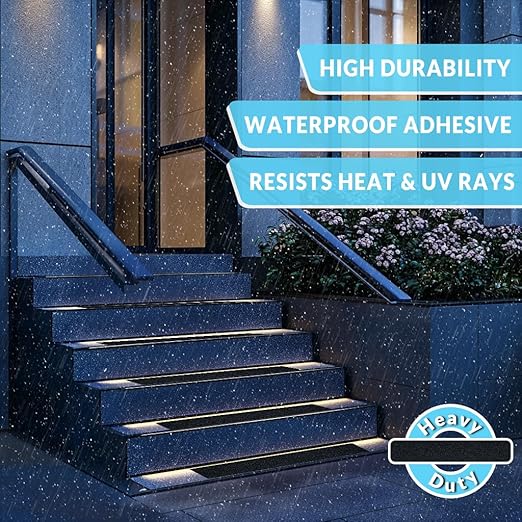 LifeGrip Anti Slip Traction Treads (10-Pack), 4 inch X 30 inch, Best Grip Tape Grit Non Slip, Outdoor Non Skid Tape, High Traction Friction Abrasive Adhesive for Stairs Step, Black (4" X 30" X 10P)