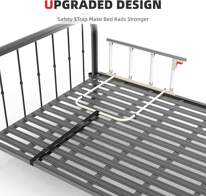 Bed Rails for Elderly Adults Safety, Folding Bedside Assist Rail Handle, Collapsible Bed Fence Preventing Falling for King, Queen, Full, Twin (with Crash Cushion)